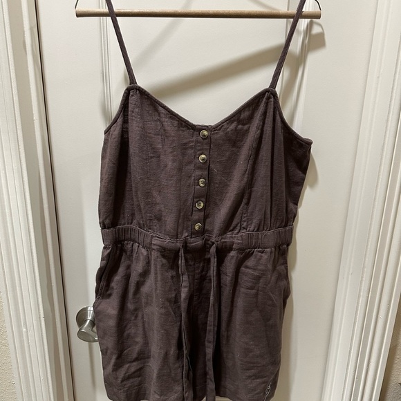 Aerie Chocolate Button-Up Romper - Picture 1 of 4
